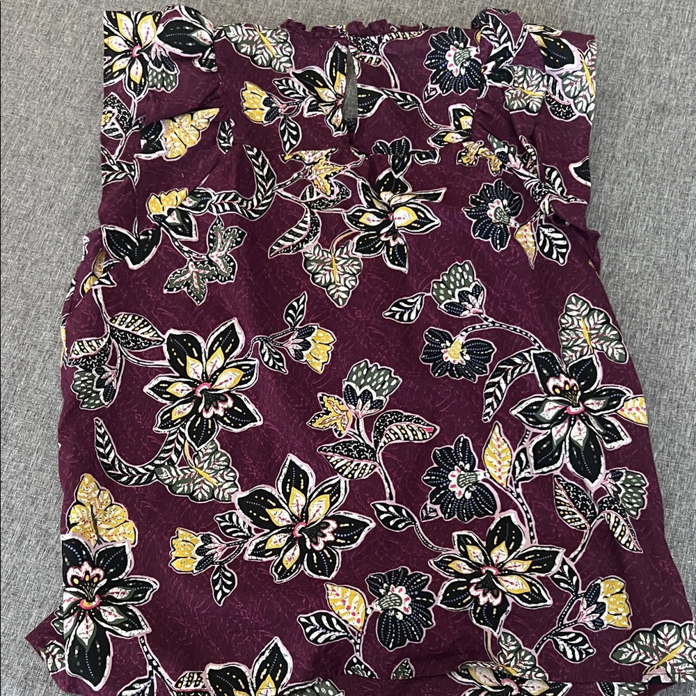 LOFT Multicolor Floral Ruffle Top - Picture 3 of 3